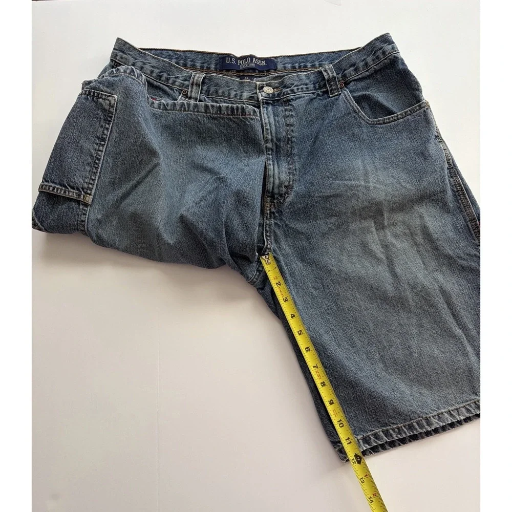 Vintage Y2K US POLO ASSN Denim Jean Shorts Mens‎ 38 Baggy Carpenter Retro Jorts